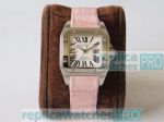 Swiss 7750 Automatic Cartier Santos 100 Pink Leather Strap Watch